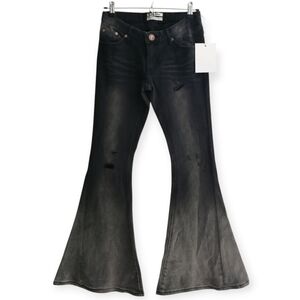 NWT One Teaspoon Marines Extreme Flare Low Rise Jeans Black Oak 24